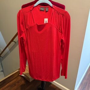 Chicos Cold Shoulder Travelers Red Long Sleeve Top - Size 1